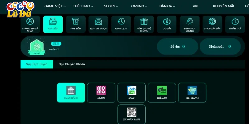 Giới thiệu về quy trình nạp tiền Lô đề